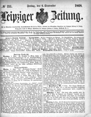 Leipziger Zeitung Freitag 4. September 1868