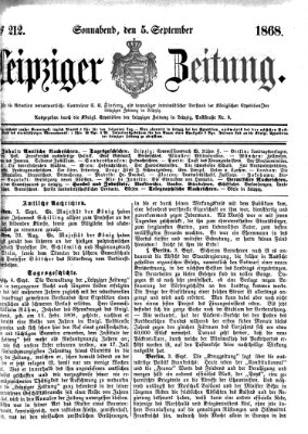 Leipziger Zeitung Samstag 5. September 1868