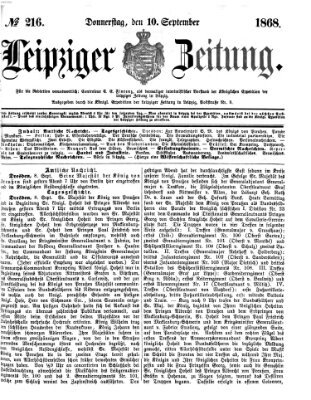 Leipziger Zeitung Donnerstag 10. September 1868