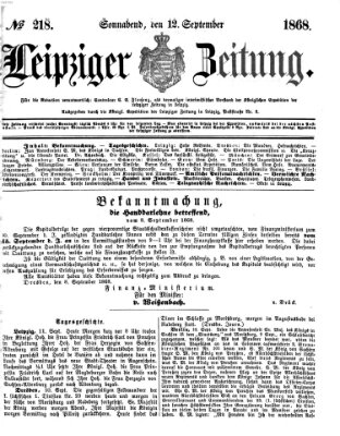 Leipziger Zeitung Samstag 12. September 1868