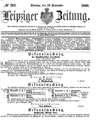 Leipziger Zeitung Sonntag 13. September 1868