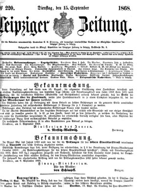 Leipziger Zeitung Dienstag 15. September 1868