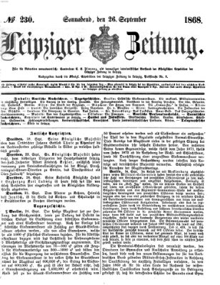 Leipziger Zeitung Samstag 26. September 1868