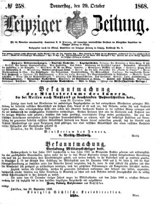 Leipziger Zeitung Donnerstag 29. Oktober 1868