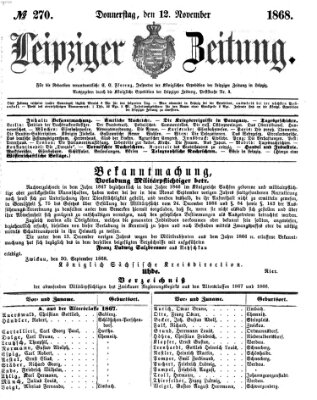 Leipziger Zeitung Donnerstag 12. November 1868