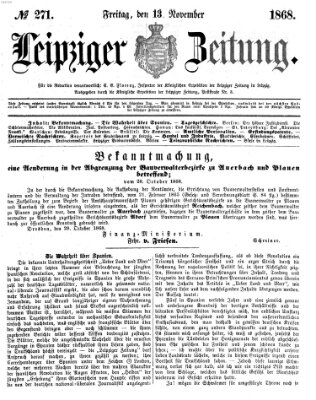 Leipziger Zeitung Freitag 13. November 1868