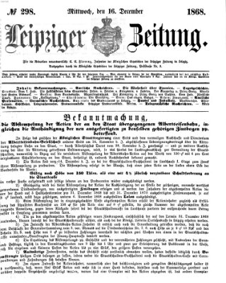 Leipziger Zeitung Mittwoch 16. Dezember 1868