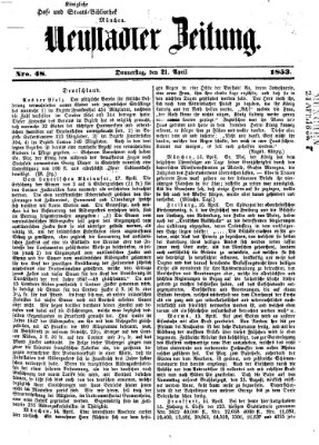 Neustadter Zeitung Donnerstag 21. April 1853