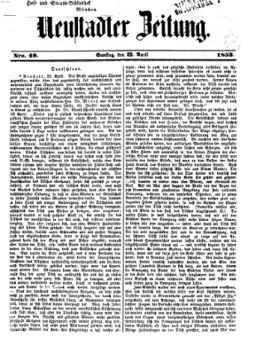 Neustadter Zeitung Samstag 23. April 1853