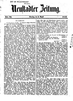 Neustadter Zeitung Dienstag 9. August 1853