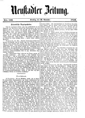 Neustadter Zeitung Dienstag 29. November 1853