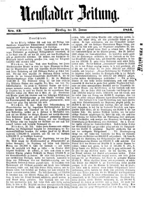 Neustadter Zeitung Dienstag 31. Januar 1854