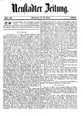 Neustadter Zeitung Donnerstag 13. April 1854