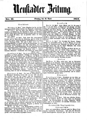 Neustadter Zeitung Dienstag 18. April 1854