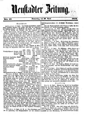 Neustadter Zeitung Donnerstag 20. April 1854