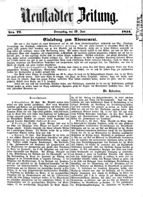 Neustadter Zeitung Donnerstag 29. Juni 1854