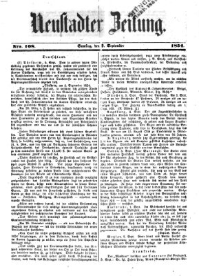 Neustadter Zeitung Samstag 9. September 1854