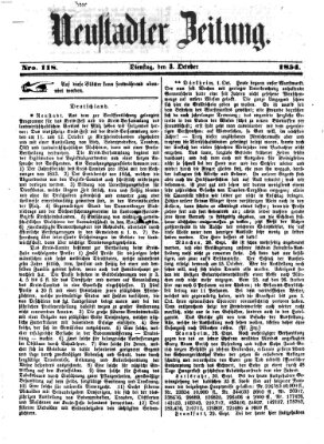 Neustadter Zeitung Dienstag 3. Oktober 1854