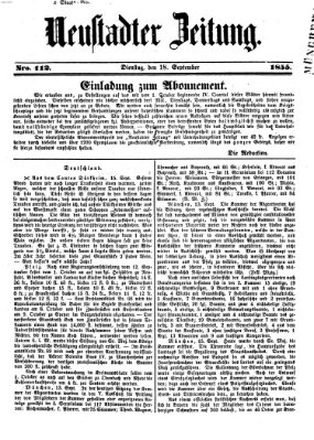 Neustadter Zeitung Dienstag 18. September 1855