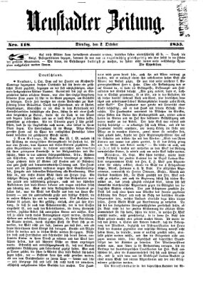 Neustadter Zeitung Dienstag 2. Oktober 1855