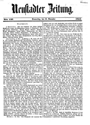 Neustadter Zeitung Donnerstag 15. November 1855