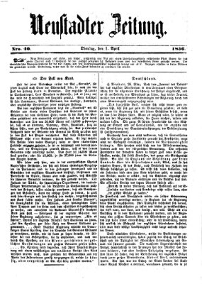 Neustadter Zeitung Dienstag 1. April 1856