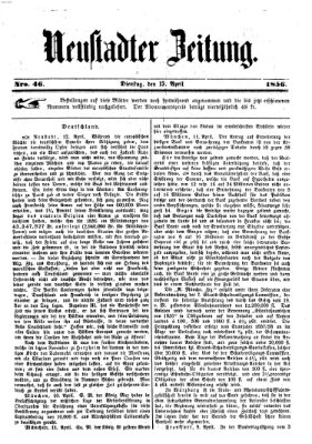 Neustadter Zeitung Dienstag 15. April 1856