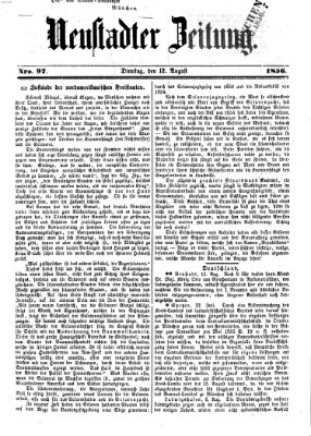 Neustadter Zeitung Dienstag 12. August 1856