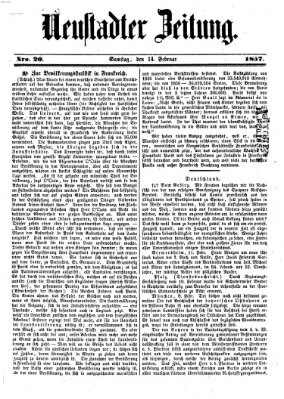 Neustadter Zeitung Samstag 14. Februar 1857