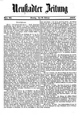 Neustadter Zeitung Dienstag 24. Februar 1857