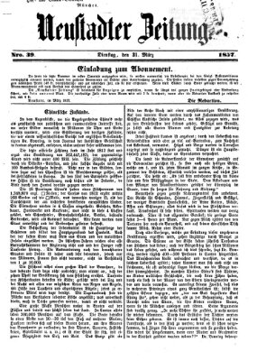 Neustadter Zeitung Dienstag 31. März 1857