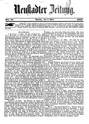 Neustadter Zeitung Samstag 4. April 1857