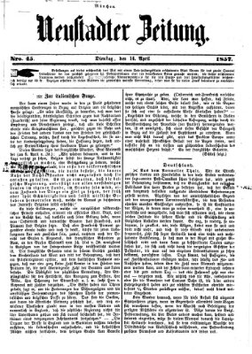 Neustadter Zeitung Dienstag 14. April 1857