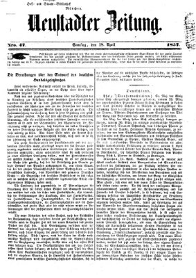 Neustadter Zeitung Samstag 18. April 1857