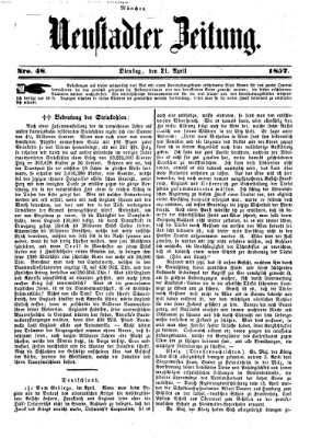 Neustadter Zeitung Dienstag 21. April 1857