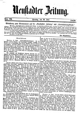 Neustadter Zeitung Dienstag 16. Juni 1857