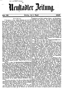 Neustadter Zeitung Dienstag 4. August 1857