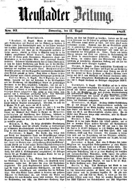 Neustadter Zeitung Donnerstag 13. August 1857