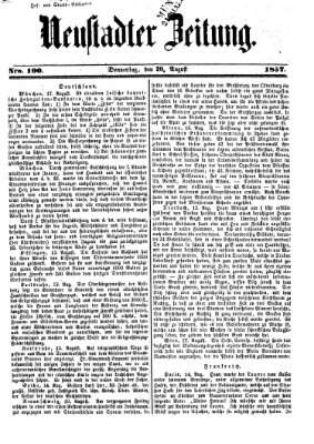 Neustadter Zeitung Donnerstag 20. August 1857