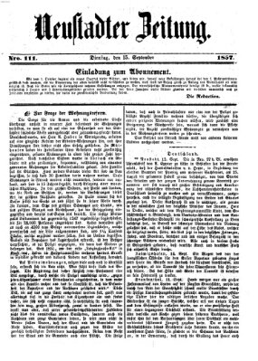 Neustadter Zeitung Dienstag 15. September 1857