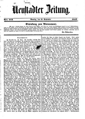 Neustadter Zeitung Samstag 19. September 1857