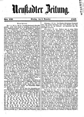 Neustadter Zeitung Dienstag 3. November 1857