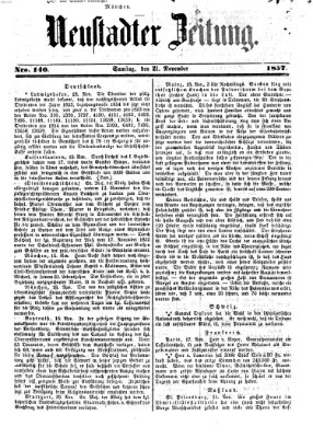 Neustadter Zeitung Samstag 21. November 1857