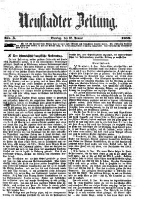 Neustadter Zeitung Dienstag 12. Januar 1858