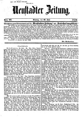 Neustadter Zeitung Dienstag 29. Juni 1858