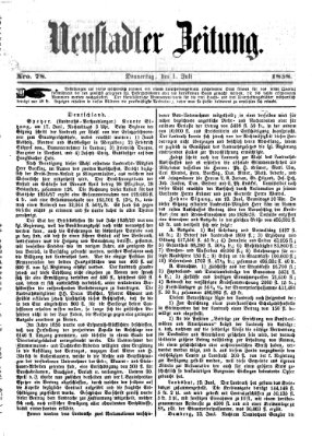 Neustadter Zeitung Donnerstag 1. Juli 1858