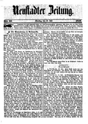 Neustadter Zeitung Dienstag 13. Juli 1858