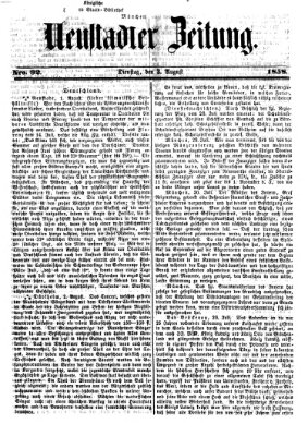 Neustadter Zeitung Dienstag 3. August 1858