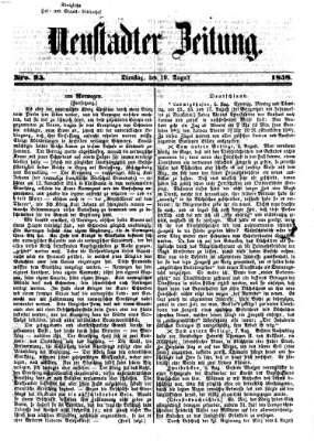 Neustadter Zeitung Dienstag 10. August 1858