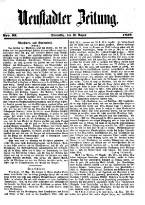 Neustadter Zeitung Donnerstag 19. August 1858